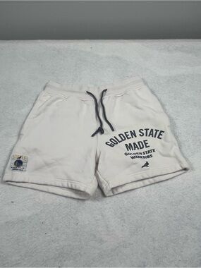 NBA Cream Athletic Shorts with Navy Drawcord
